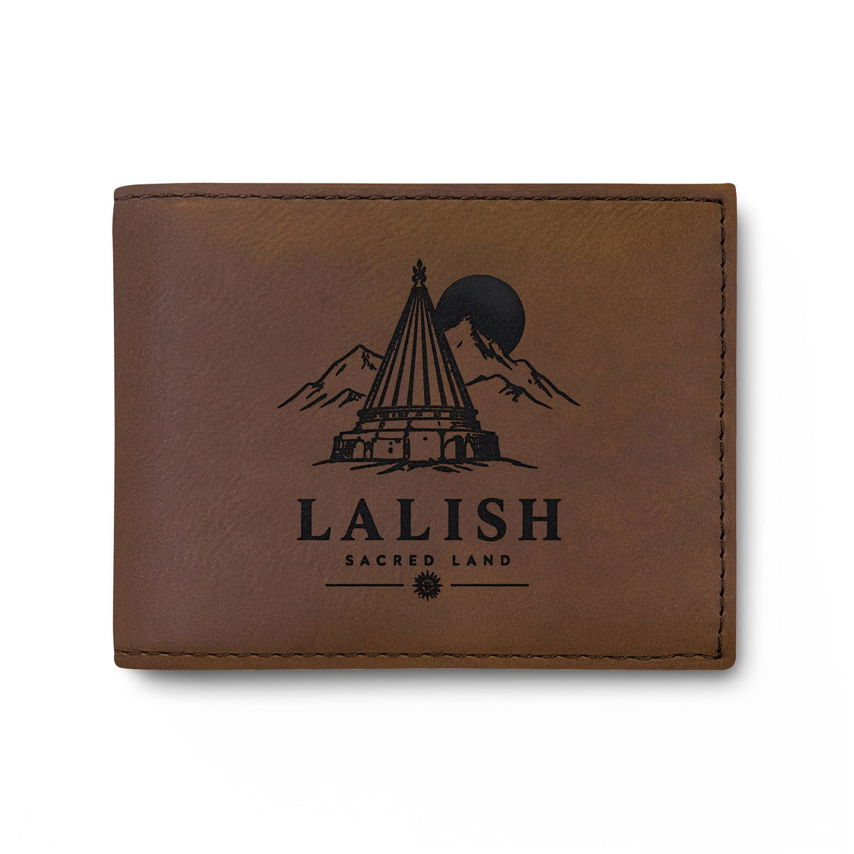 Lalish Engraved Leather Bi-Fold Wallet
