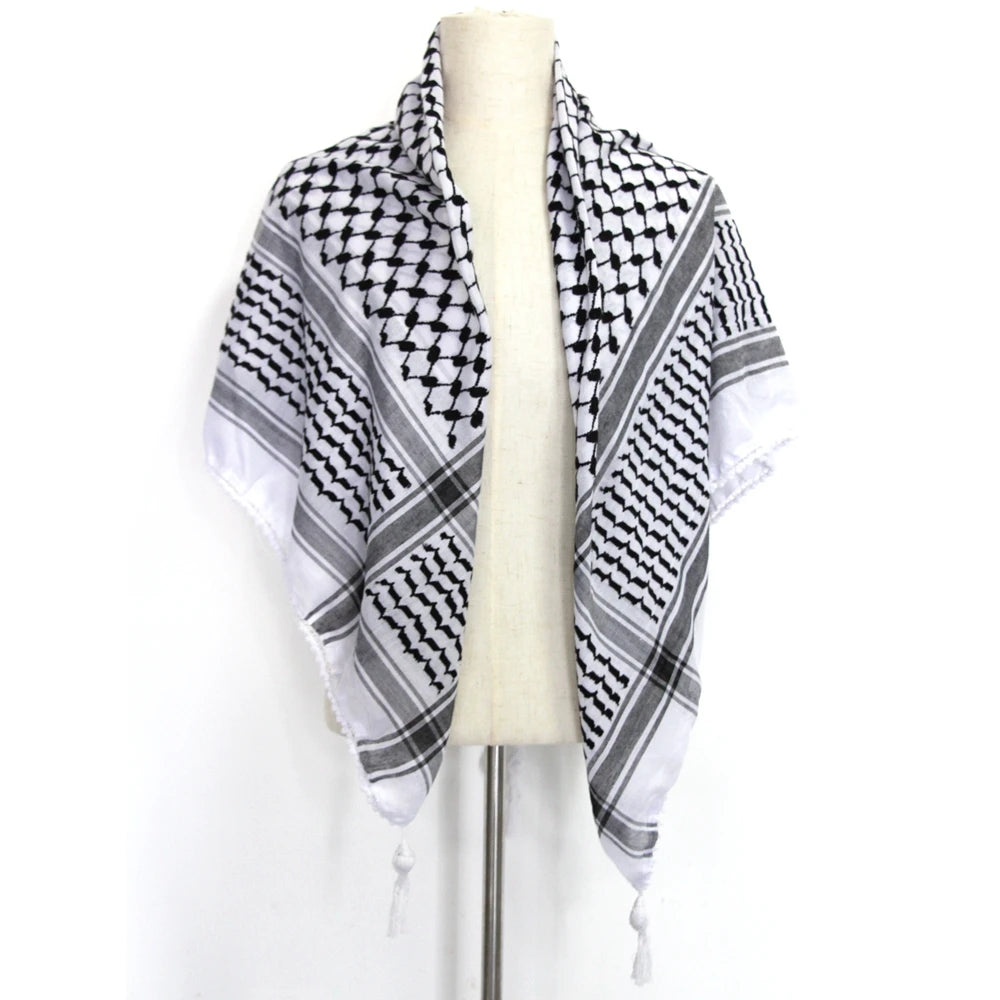 Tactical Scarf Hunting Shemagh Scarf Outdor Sports Desert Keffiyeh Head Neck Scarf Arab Wrap with Tassel Cycling Camping Scarf