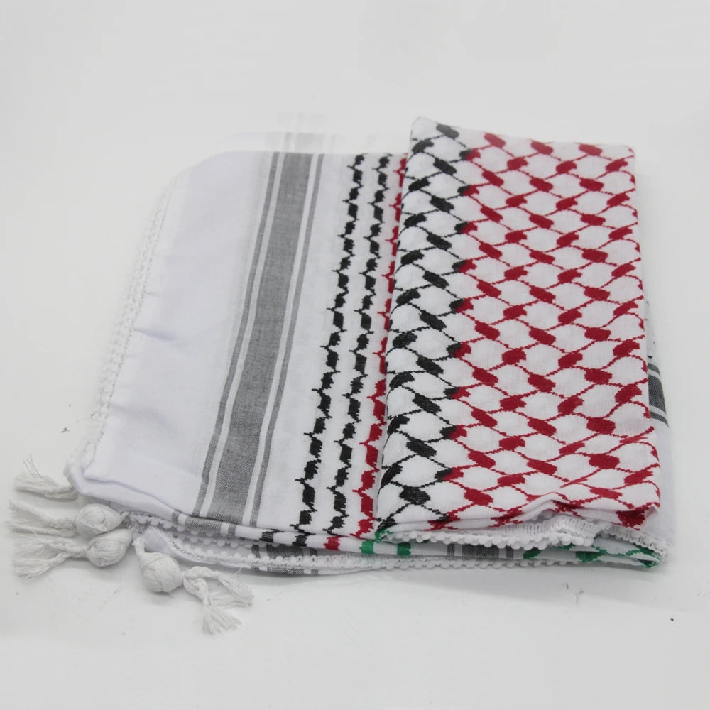 Tactical Scarf Hunting Shemagh Scarf Outdor Sports Desert Keffiyeh Head Neck Scarf Arab Wrap with Tassel Cycling Camping Scarf