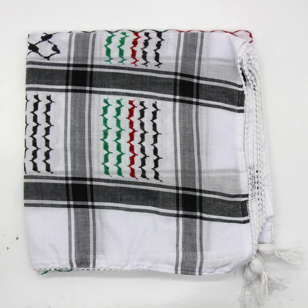 Tactical Scarf Hunting Shemagh Scarf Outdor Sports Desert Keffiyeh Head Neck Scarf Arab Wrap with Tassel Cycling Camping Scarf