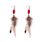 TopHanqi Bohemian Hollow Dream Catcher Leaf Feather Earrings