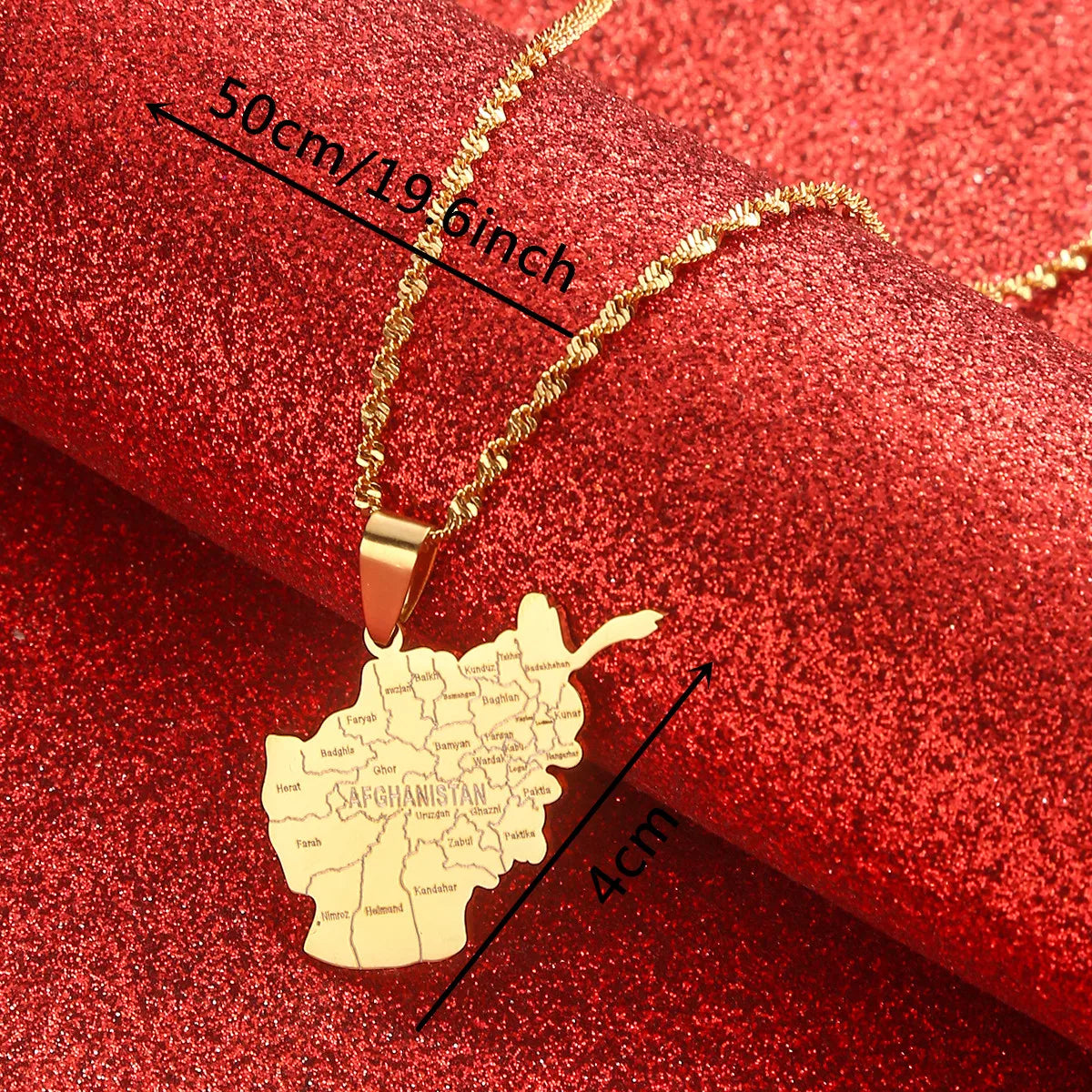Afghanistan Map With Cities Name Necklaces