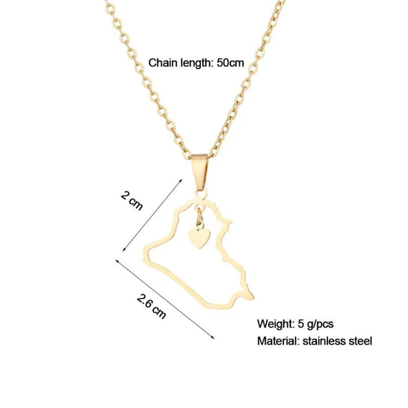 Iraq Map Pendant Necklace