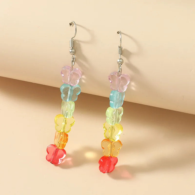Rainbow Color Star Pendant Earrings