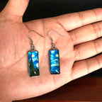 Peacock Painting Rectangular Earring