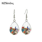 Peacock and Feather Floral  Earrings