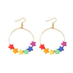 Rainbow Color Star Pendant Earrings