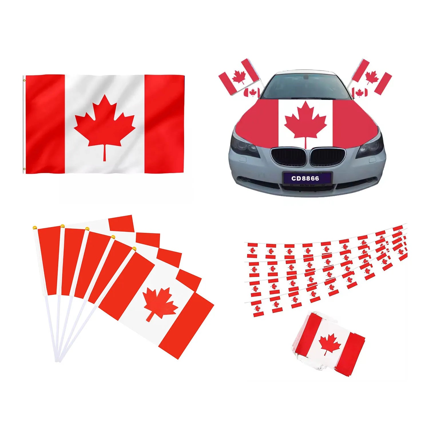 Canada Hand Waving Flag, 11.8*7.8inch 20pcs Mini Stick Flag for Ice Hockey Sports Competition