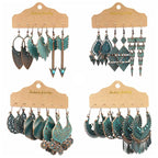 Vintage Bronze Irregular Geometric Triangle Arrow Tassel Dangle Earrings