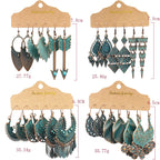 Vintage Bronze Irregular Geometric Triangle Arrow Tassel Dangle Earrings