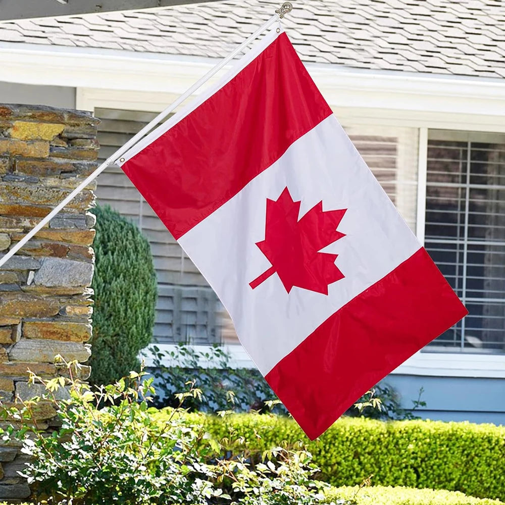 Canada Flag Ready-to-ship with Free Shipping. 3 Feet by 5 Feet. 100% Polyester Eco-friendly Flag.