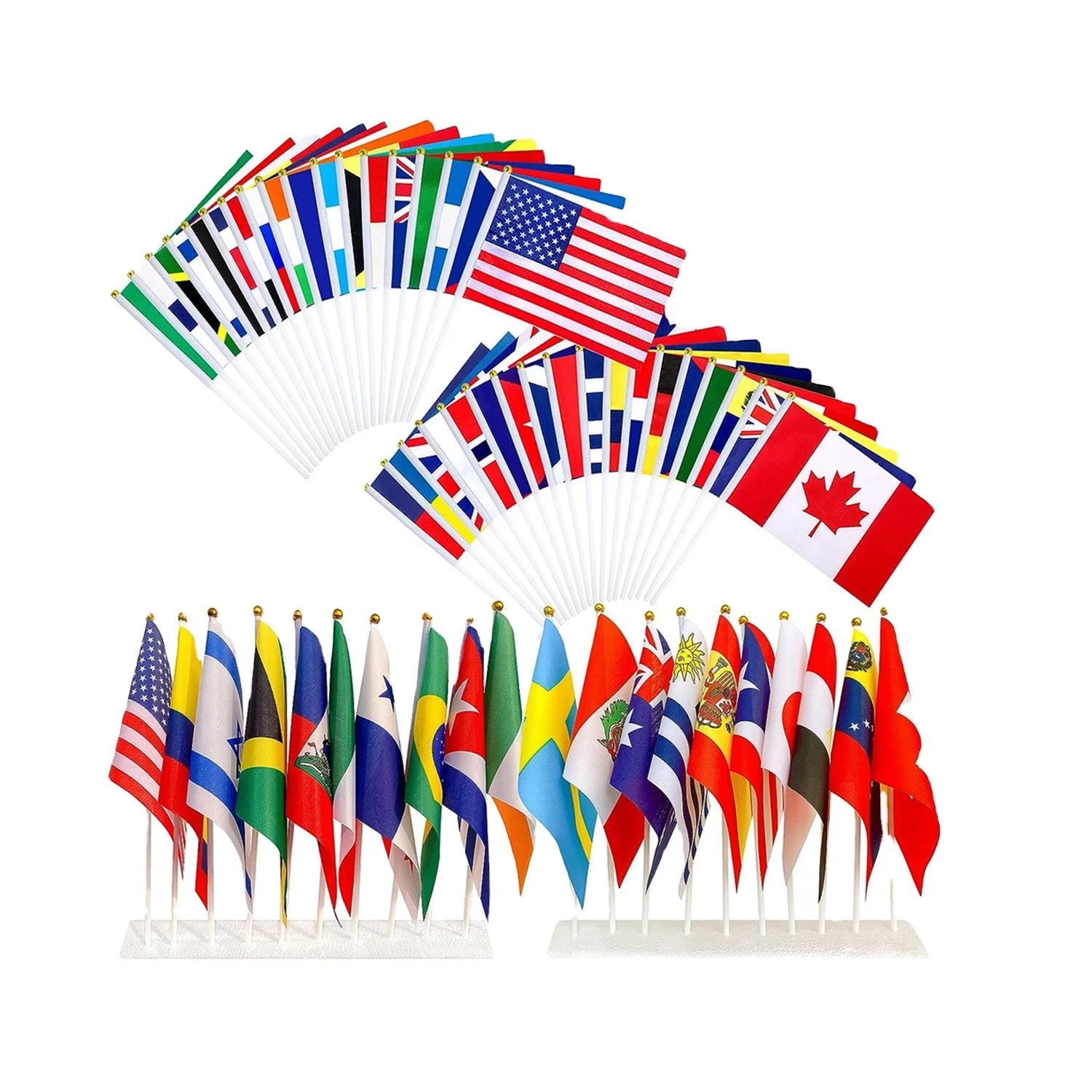 Canadian Hand Flag Stick Flag 11.8*7.8inch 20pcs Canada Mini Flags Polyester Waving Outdoor Canadian Small Flag