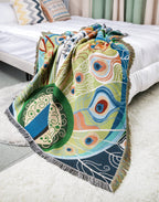 Custom Peacock Design Art  Blanket