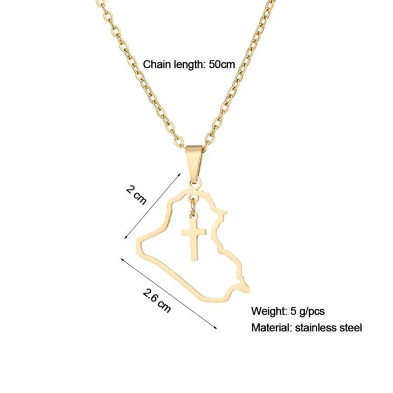 Iraq Map Pendant Necklace