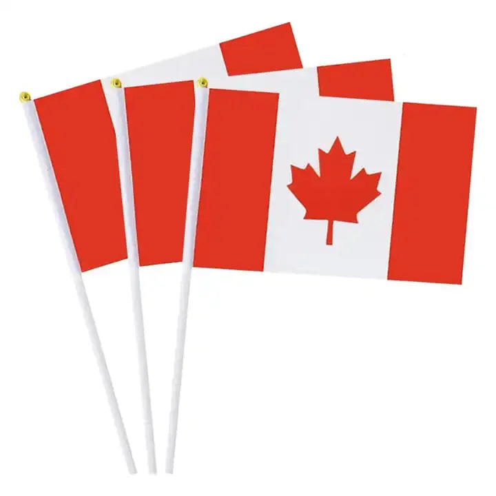 Canada Hand Waving Flag, 11.8*7.8inch 20pcs Mini Stick Flag for Ice Hockey Sports Competition