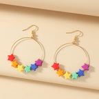 Rainbow Color Star Pendant Earrings