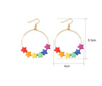 Rainbow Color Star Pendant Earrings