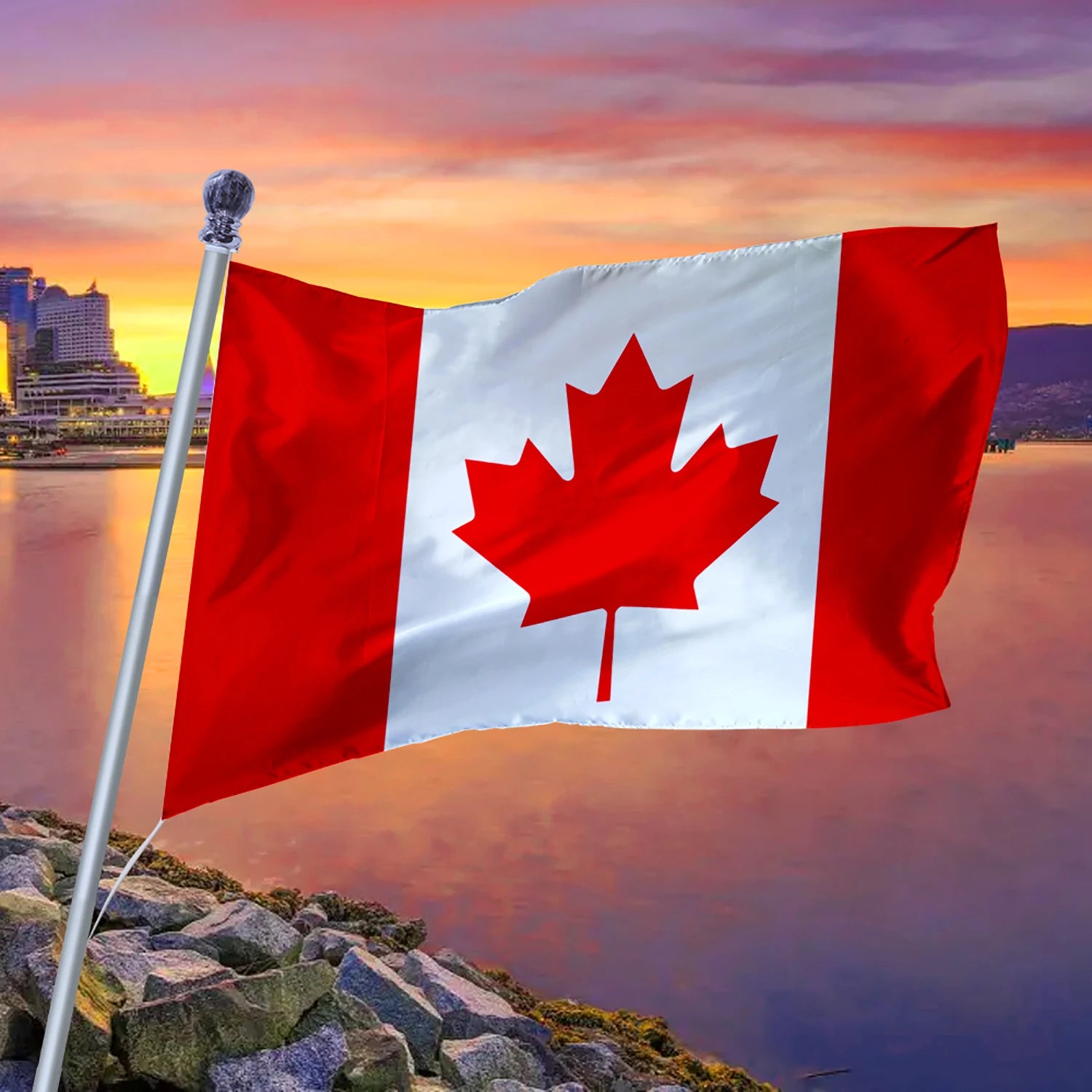 In Stock 3x5FT Canada Flag Polyester Waterproof Canadian National Flag with Brass Grommets for Outdoor Indoor Decoration