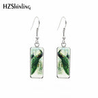 Peacock Painting Rectangular Earring