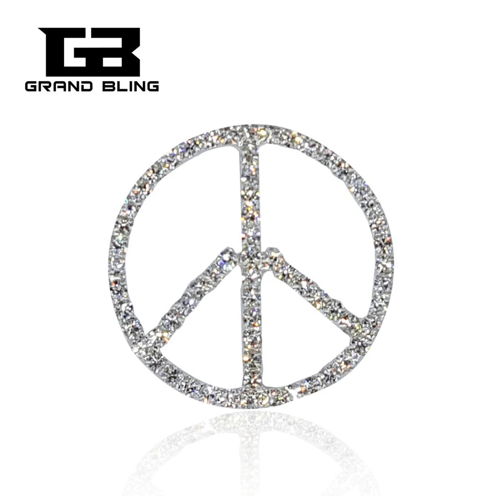 Hand-made Bling Rhinestone Peace Sign Brooches Jewelry