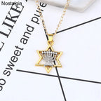 Star Of David Menorah Jewish Jewelery Religious Necklace