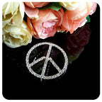 Hand-made Bling Rhinestone Peace Sign Brooches Jewelry