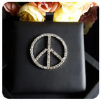Hand-made Bling Rhinestone Peace Sign Brooches Jewelry