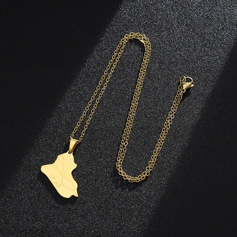 Iraq Map Pendant Necklace