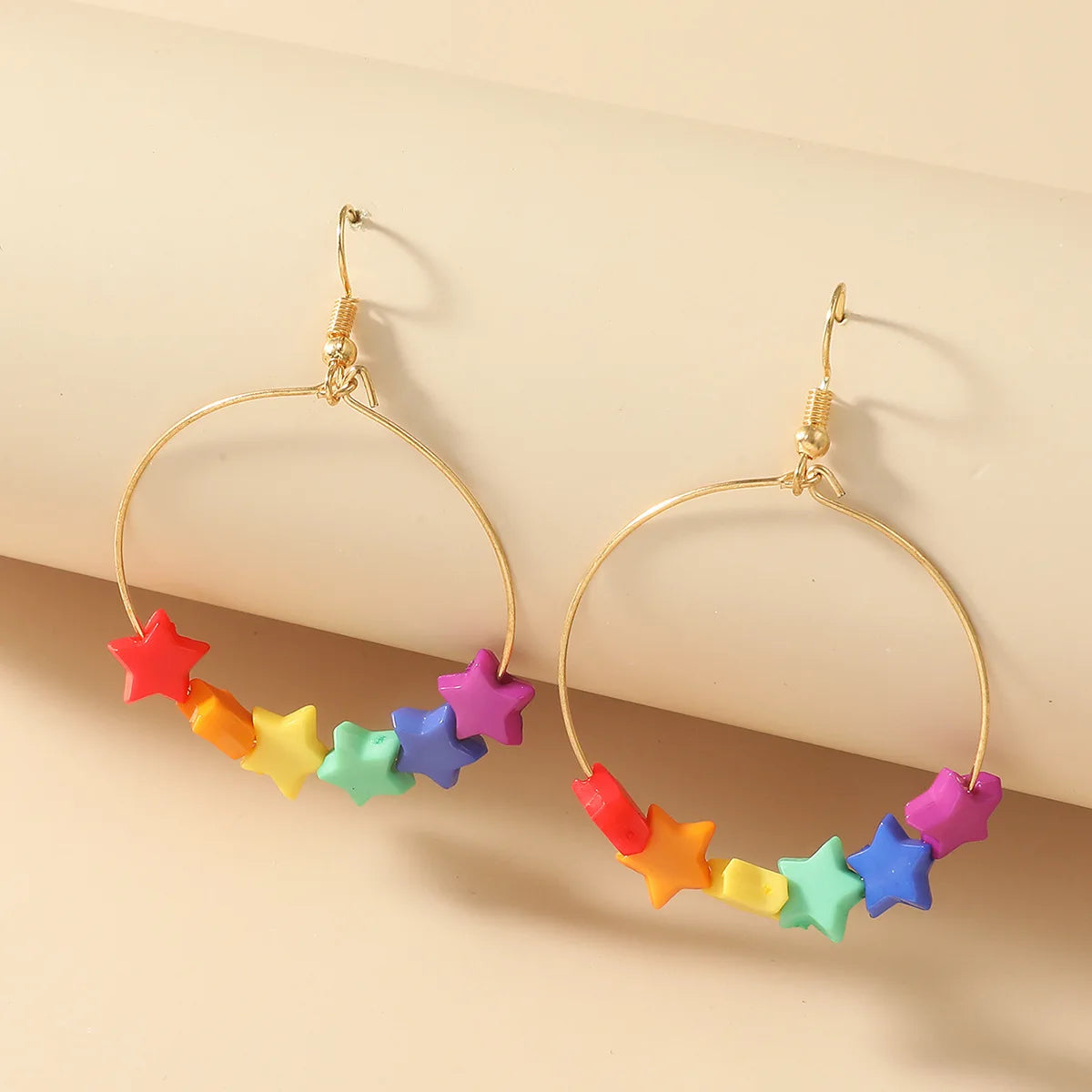 Rainbow Color Star Pendant Earrings