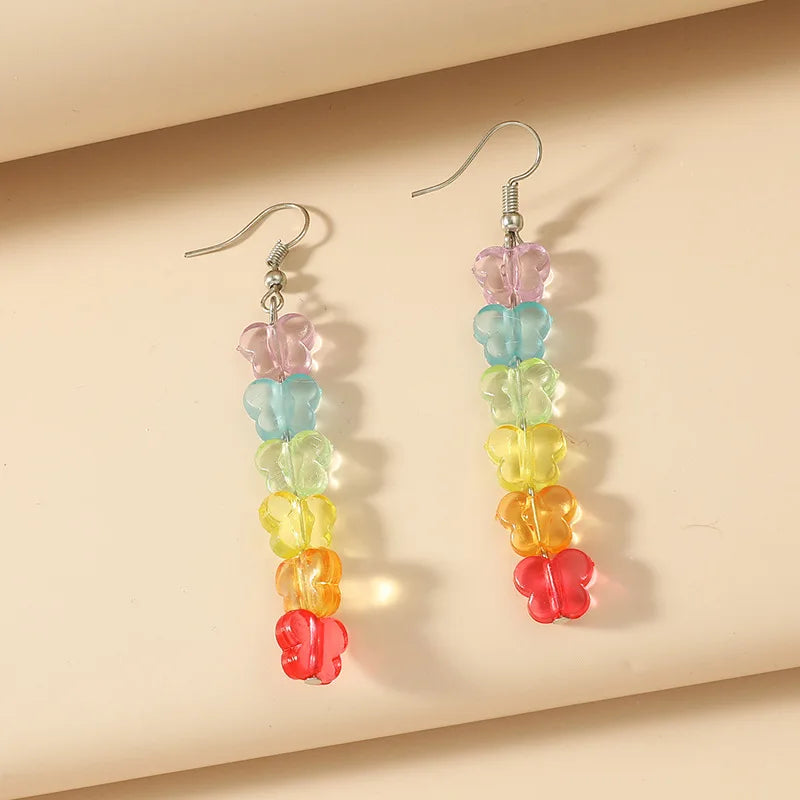 Rainbow Color Star Pendant Earrings