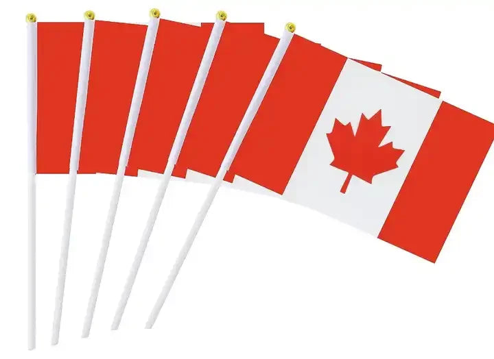 Canada Hand Waving Flag, 11.8*7.8inch 20pcs Mini Stick Flag for Ice Hockey Sports Competition