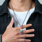 Stylish Rainbow Vertical Bar Pendant Necklaces