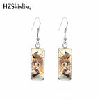 Peacock Painting Rectangular Earring