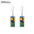 Peacock Painting Rectangular Earring