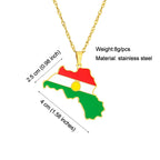 Kurdistan Map Flag Pendant Necklace