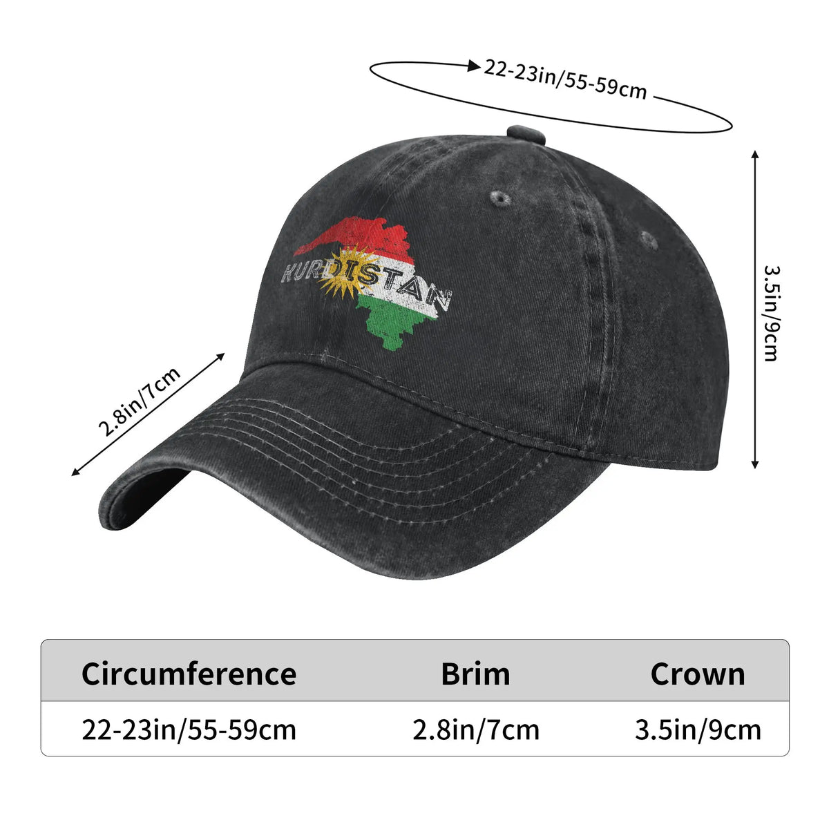 Kurdistan Flag Baseball Caps