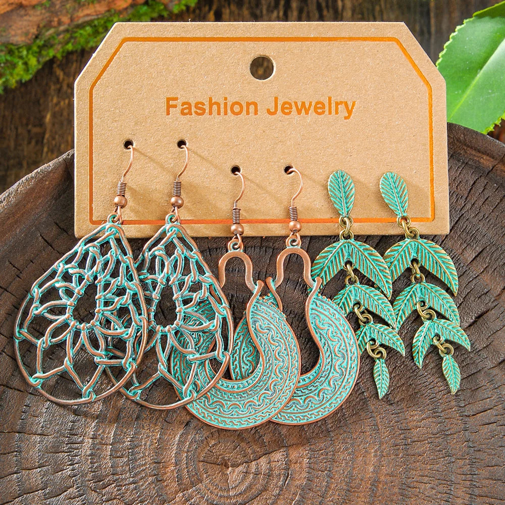 Boho Vintage Bronze Dangle Earrings