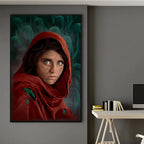 لوحة جدارية كلاسيكية حديثة بتصميم عرقي، صورة فتاة أفغانية، وشاح رأس أحمر، ملصق قماشي، طباعة لتزيين غرف النوم والمعيشة بالمنزل