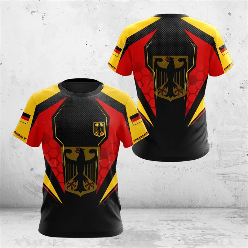 Men's German flag pattern short-sleeved shirt