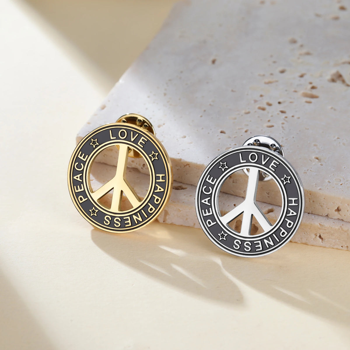 Teamer Love Peace Symbol Brooch Lapel Pin
