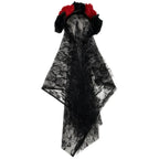 1PCS Black Veil Rose Flower Headband Day of The Dead Party