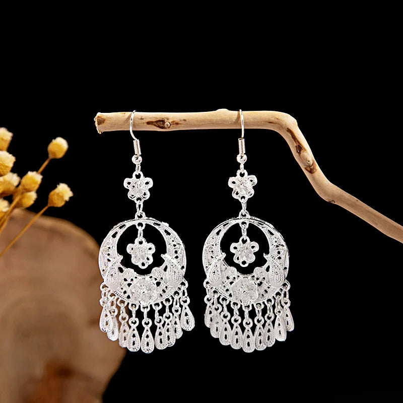 Ethnic Tibetan Silver Color Earrings