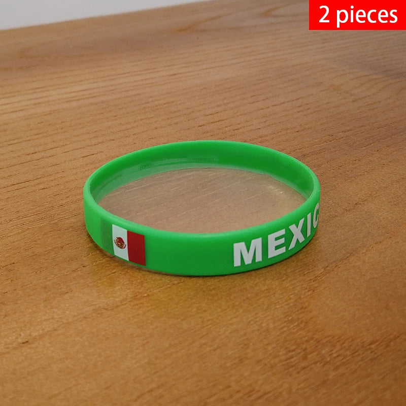 Mexico Flag Wristbands 2pc Silicone – Unisex