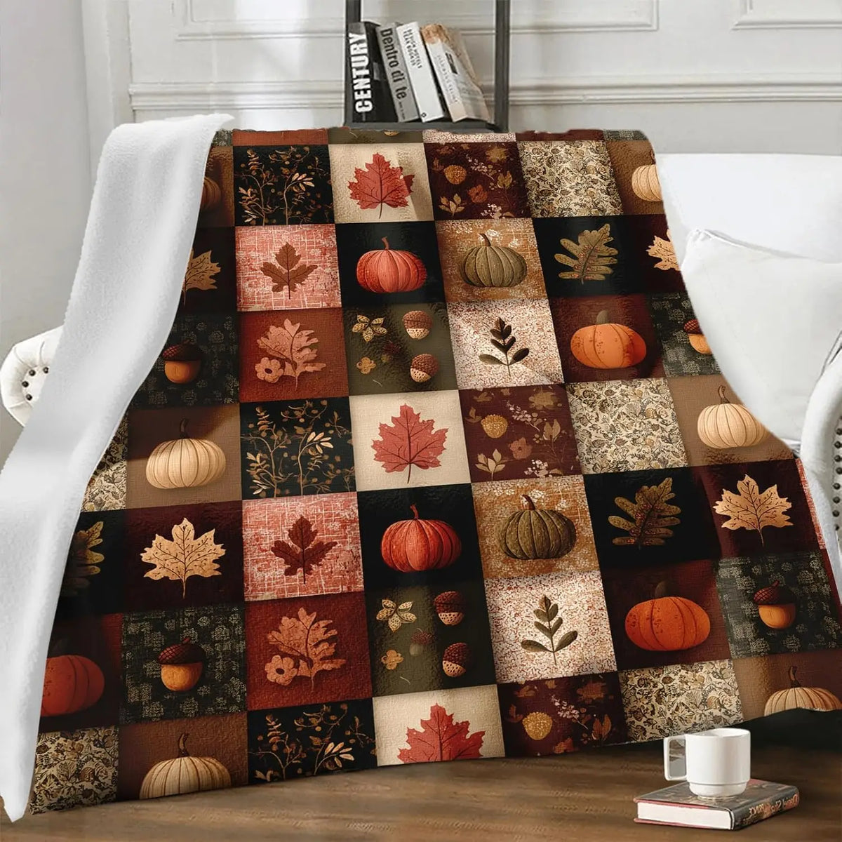 Fall Blanket Autumn Pumpkin Maple Leaves