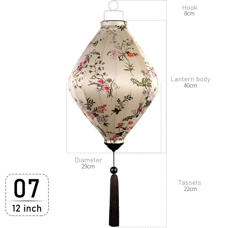Chinese Floral Pattern Silk Lantern