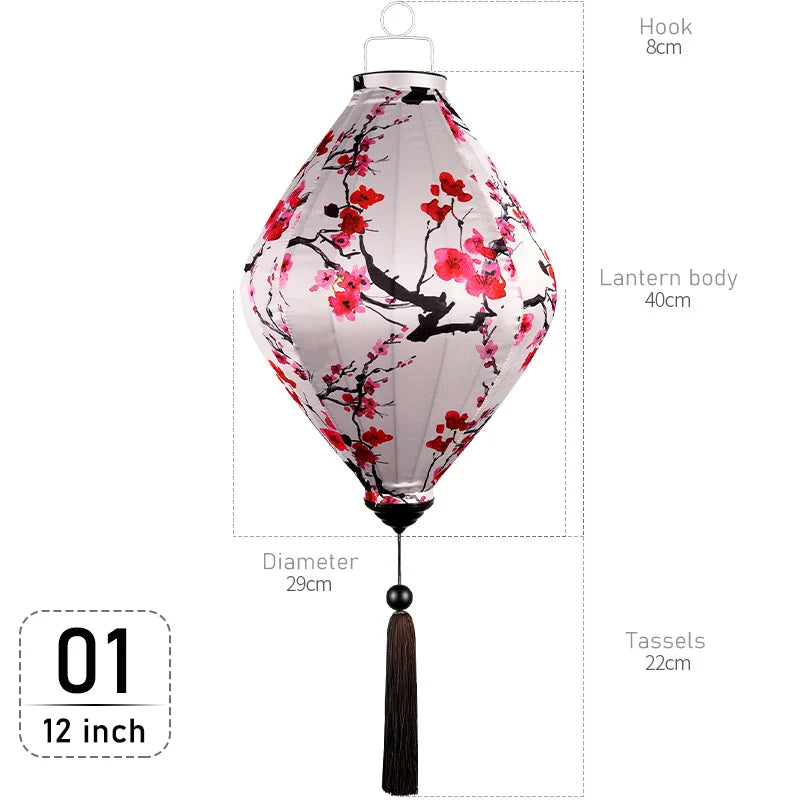 Chinese Floral Pattern Silk Lantern