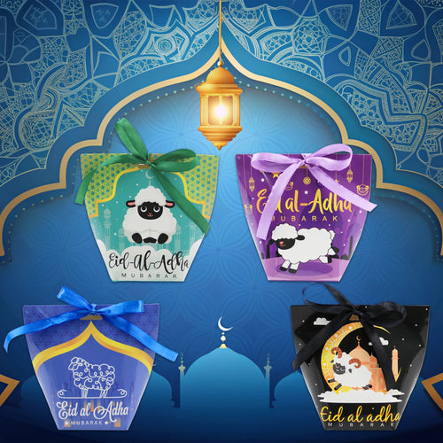 12/24PCS Eid al-Adha Special Edition Gift Box with Ribbon Muslim Eid mubarak Decorations Party Favors Goodie boxes