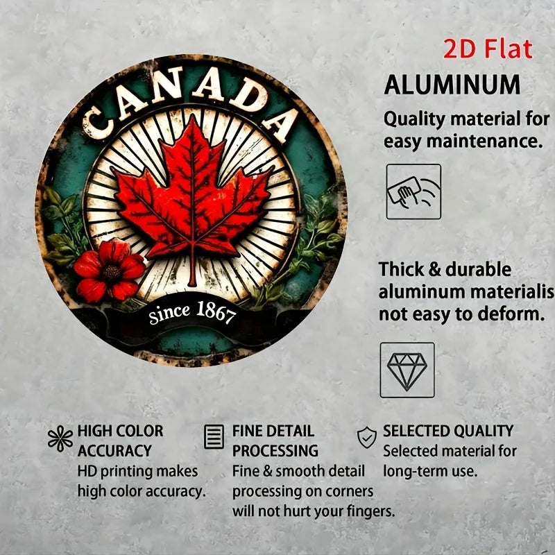 Vintage Maple Leaf Metal Tin Sign Canada