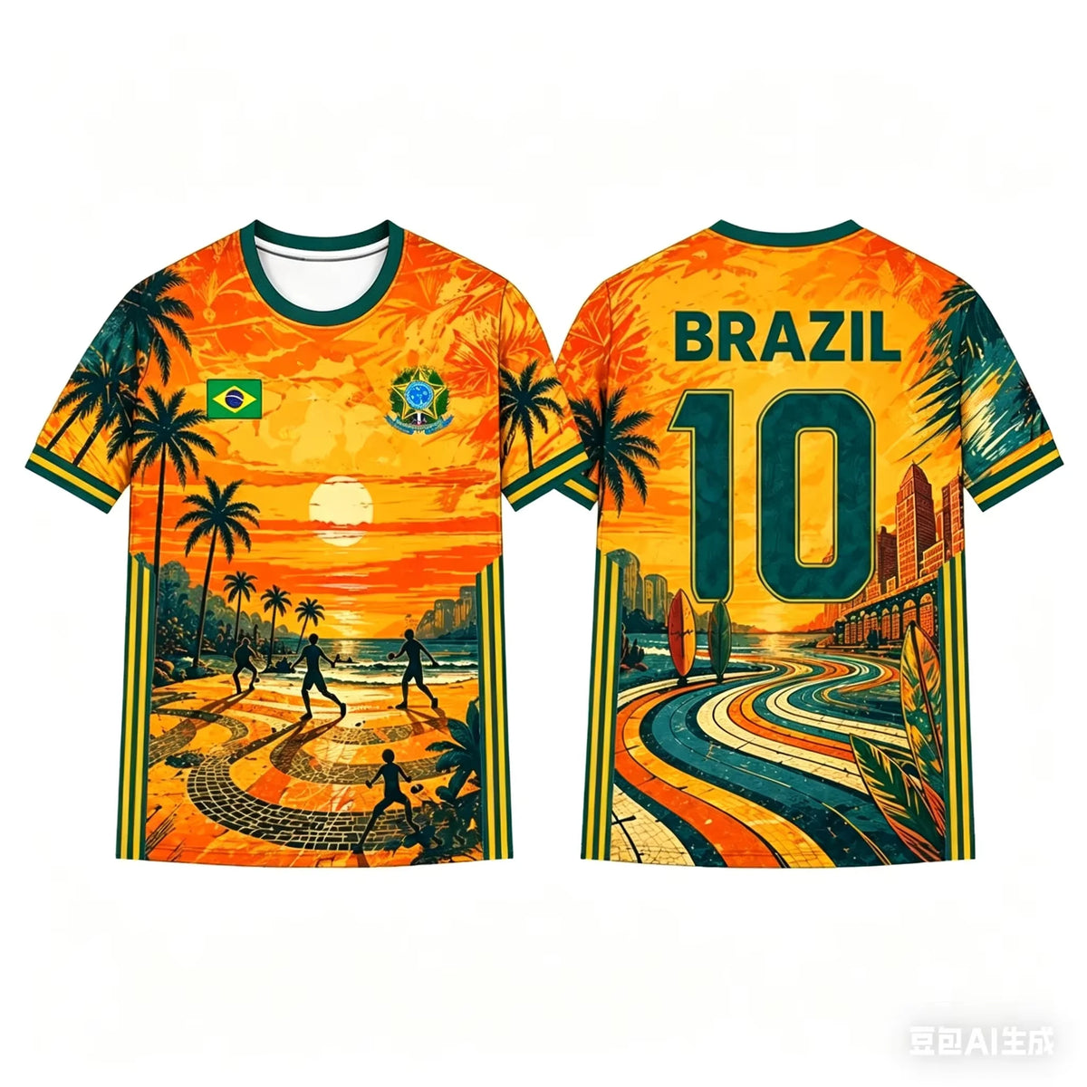 Brazil Flag Graphic Tee Casual