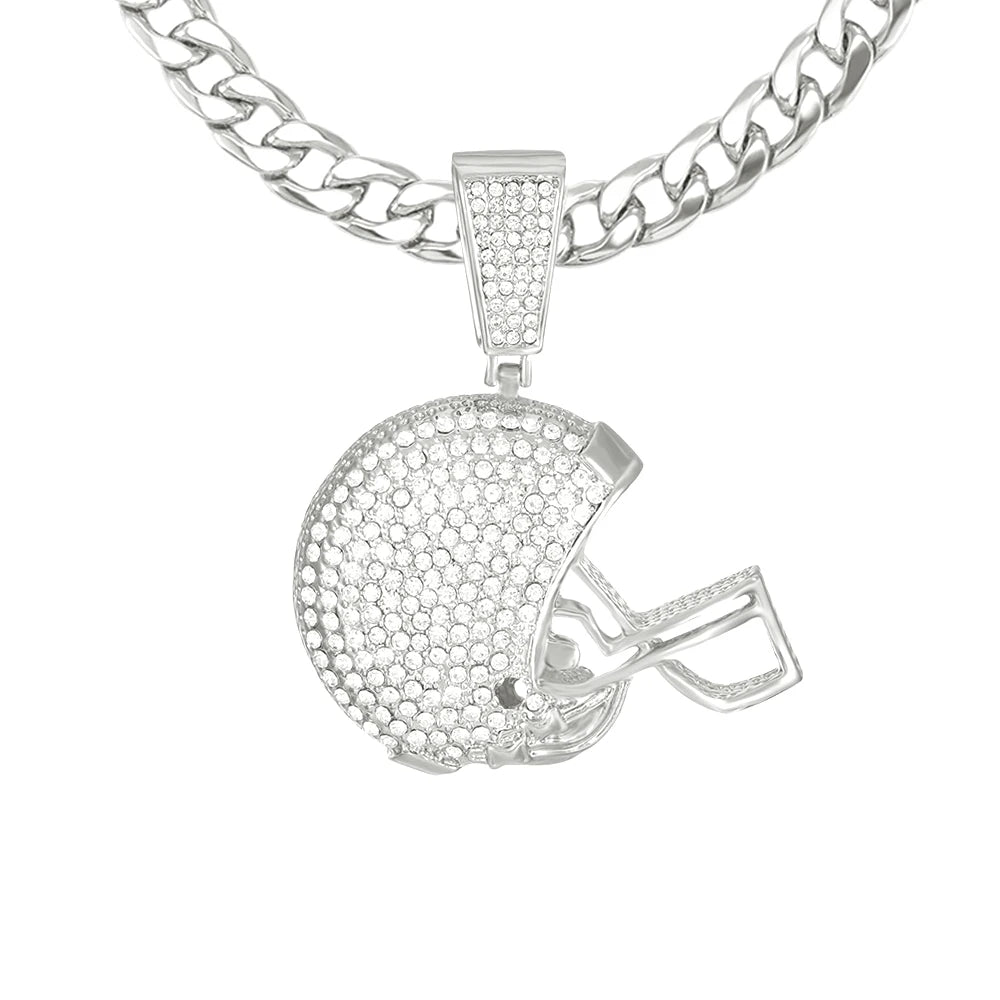 American Football Helmet Pendant Necklace